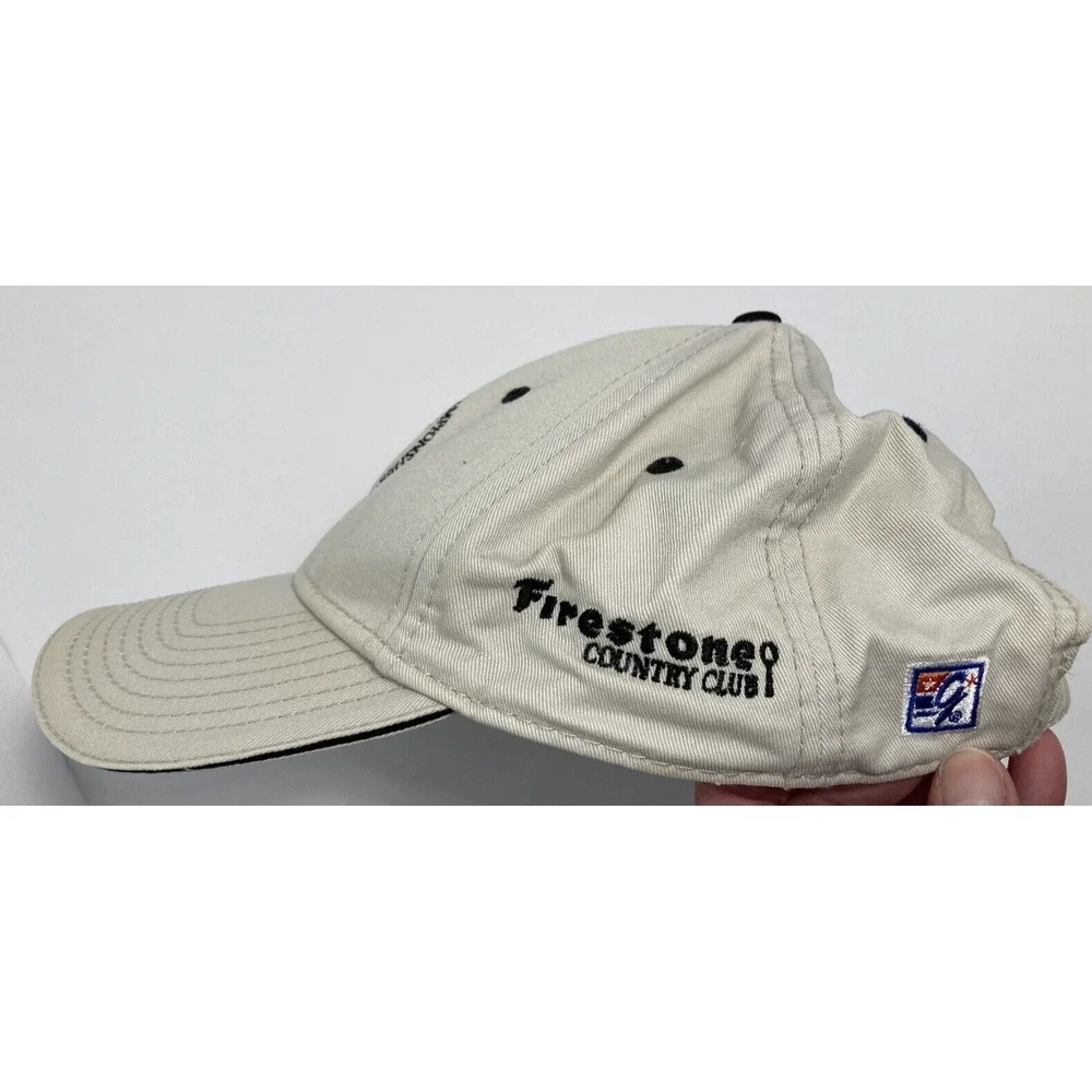 Bridgestone Invitational Golf Hat Cap Adult Off White Firestone CC STAINs‎